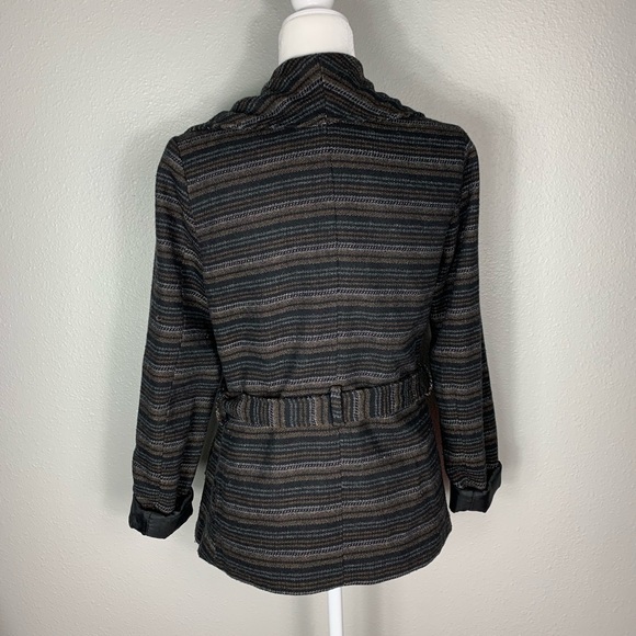 JACK BB Dakota Woven Stripe Belted Wrap Coat - Picture 6 of 6
